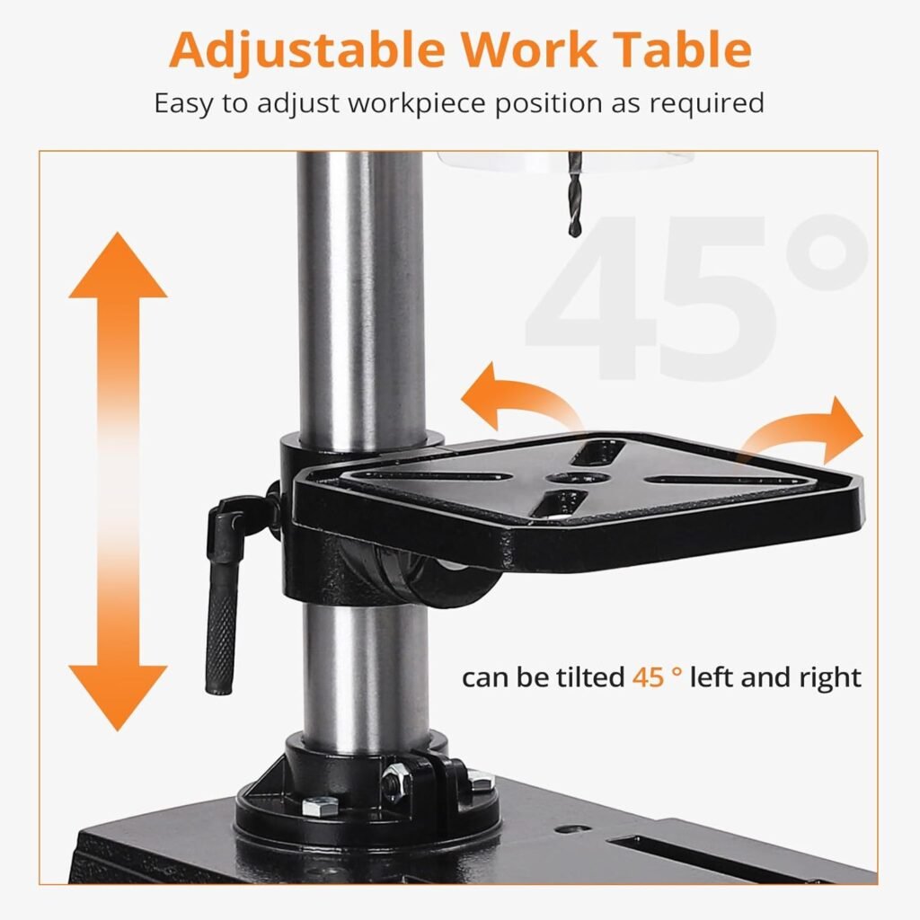 8 Inch Benchtop Drill Press, 2.5Amp Benchtop Drill Machine, 5 Speed Adjustable, Swing Distance 0-45° Tiltling Tabletop Drilling Machine for Wood, Metal 8 Inch Benchtop Drill Press, 2.5Amp Benchtop Drill Machine, 5 Speed Adjustable, Swing Distance 0-45° Tiltling Tabletop Drilling Machine for Wood, Metal