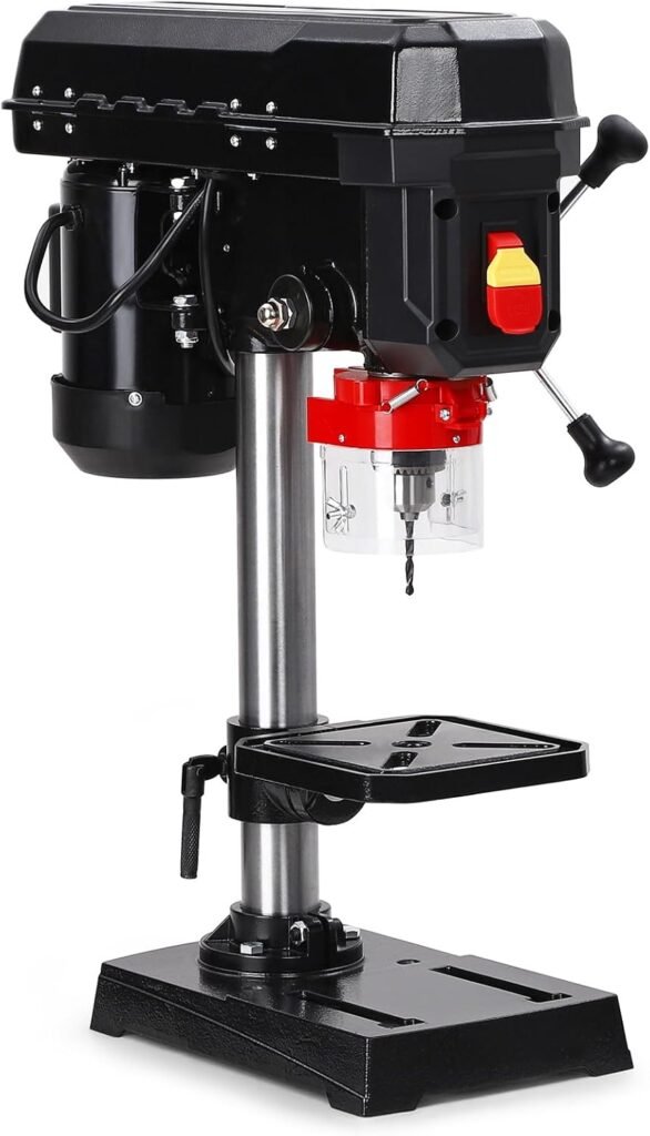 8 Inch Benchtop Drill Press, 2.5Amp Benchtop Drill Machine, 5 Speed Adjustable, Swing Distance 0-45° Tiltling Tabletop Drilling Machine for Wood, Metal 8 Inch Benchtop Drill Press, 2.5Amp Benchtop Drill Machine, 5 Speed Adjustable, Swing Distance 0-45° Tiltling Tabletop Drilling Machine for Wood, Metal