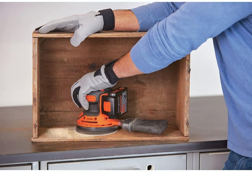 BLACK+DECKER 20V MAX Orbital Sander, Cordless, 12,000 OPM, 2 Sandpaper Sheets, Battery and Charger Included (BDCRO20C)