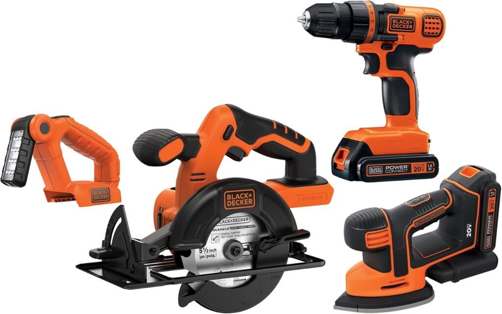 BLACK+DECKER 20V MAX* POWERCONNECT Cordless 4-Tool Combo Kit (​​BD4KITCDCMSL)