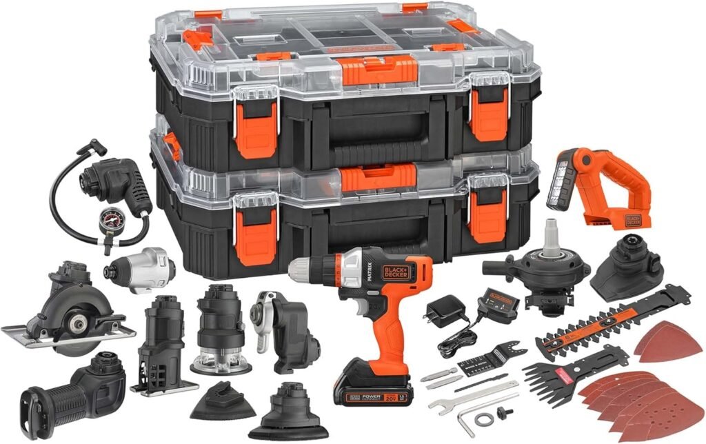 BLACK+DECKER MATRIX 20V MAX Power Tool Kit, Includes Cordless Drill, 12 Attachments and Storage Case (BDCDMT1212KITC1)