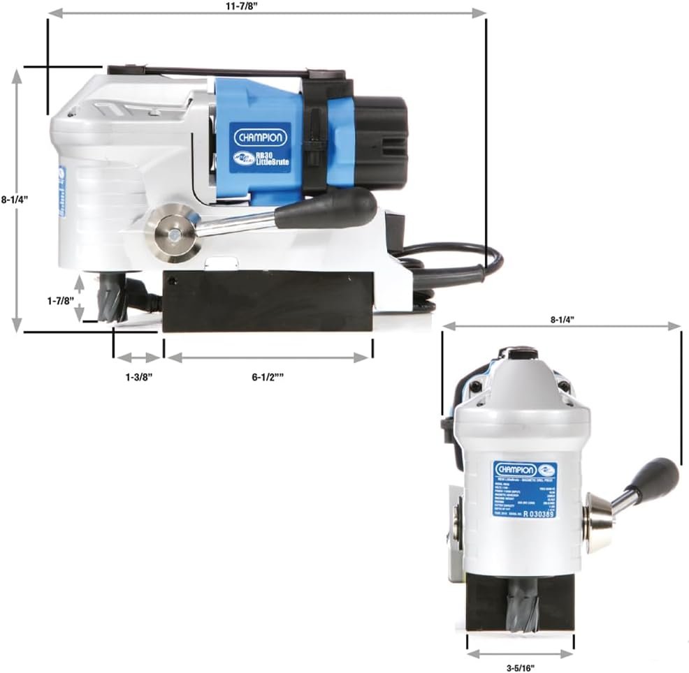 Champion Cutting Tool RotoBrute RB30 LittleBrute Low Profile, Lightweight, Portable Magnetic Drill Press: Up to 1-3/8 Diameter, 1-3/16 Depth of Cut