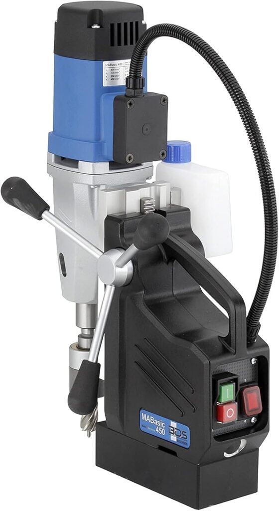 C.S. Unitec MABasic 450 Portable Magnetic Drill Press | 1150W 2-Speed Benchtop Power Drill Machine w/up to 1-3/4 Diameter  6-1/3 Depth of Cut | Oil Bottle Included