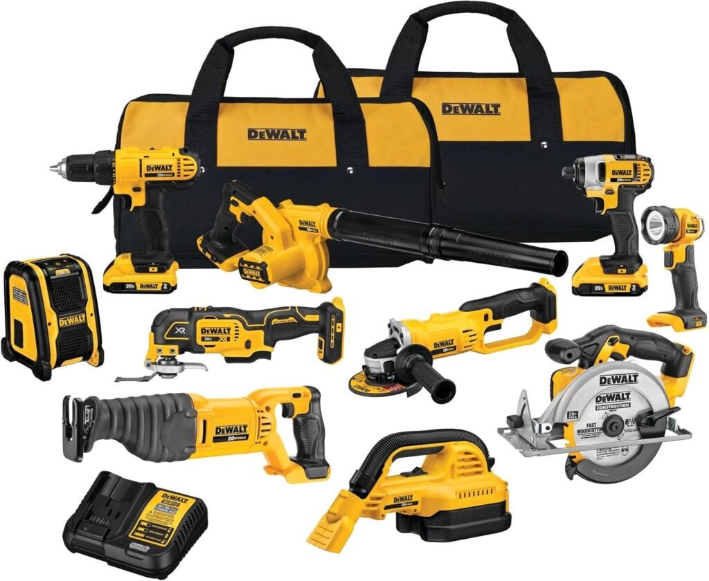 DEWALT 20V MAX Power Tool Combo Kit, 10-Tool Cordless Power Tool Set with 2 Batteries and Charger (DCK1020D2)