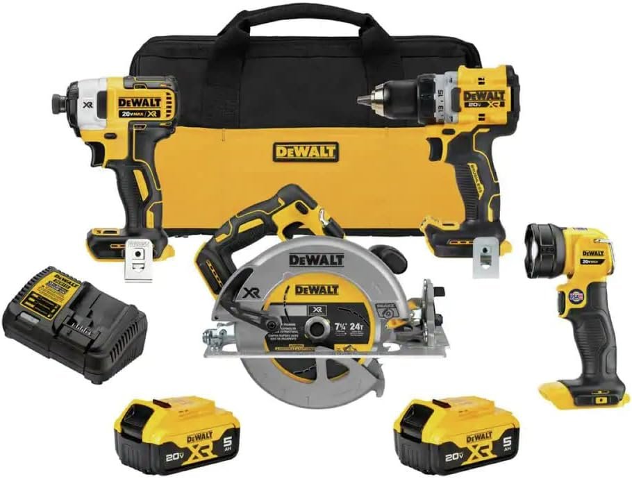 DEWALT 20V MAX* XR Cordless 4-Tool Combo Kit With 5.0Ah Batteries (DCK447P2)