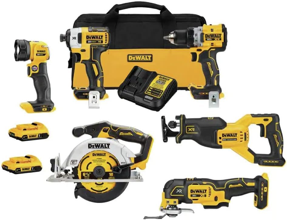 DEWALT 20V MAX* XR Cordless Combo Kit (6-Tool) with (2) Ah Batteries and Charger (DCK648D2)