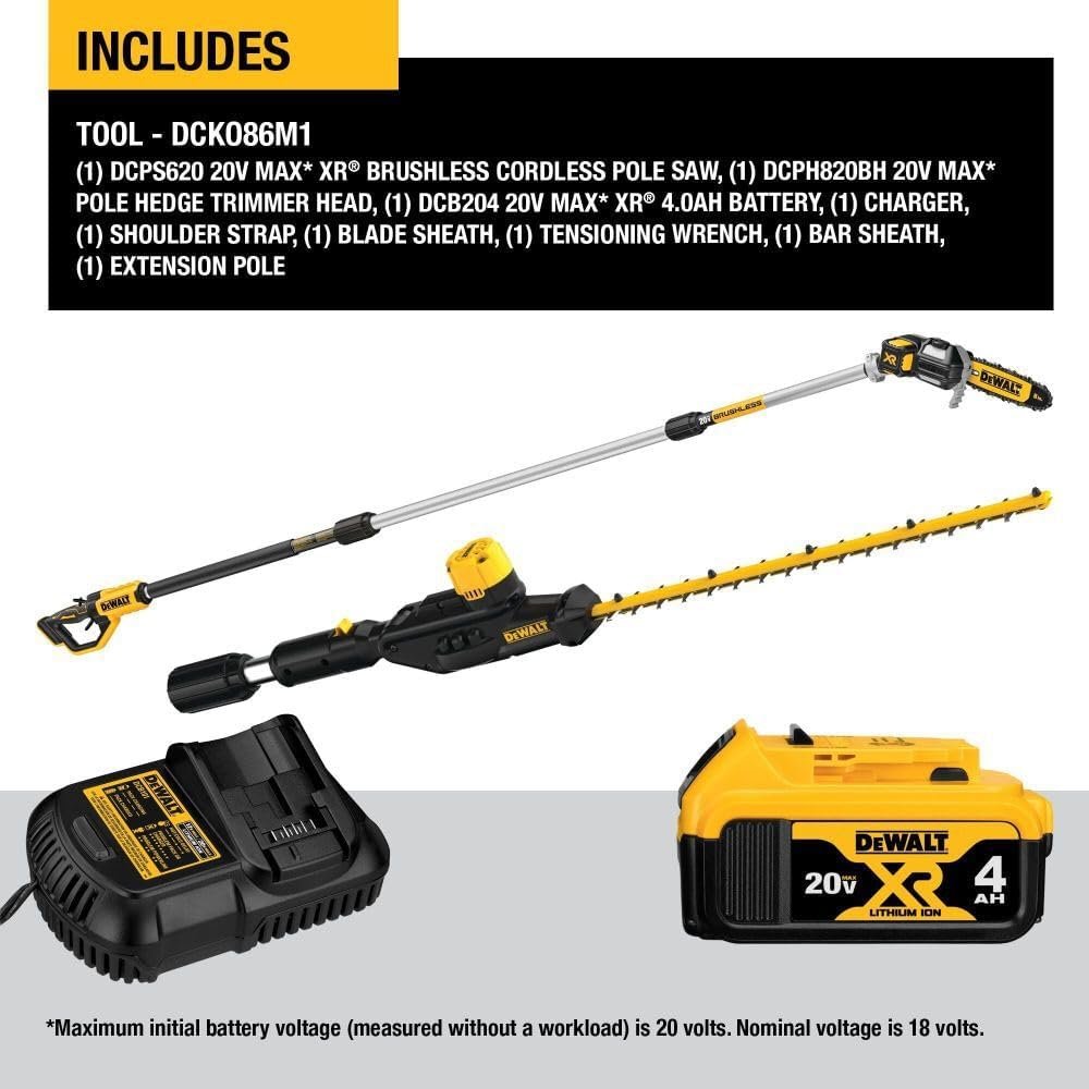 DEWALT DCKO86M1 20V MAX* Cordless Pole Saw and Pole Hedge Trimmer Combo Kit