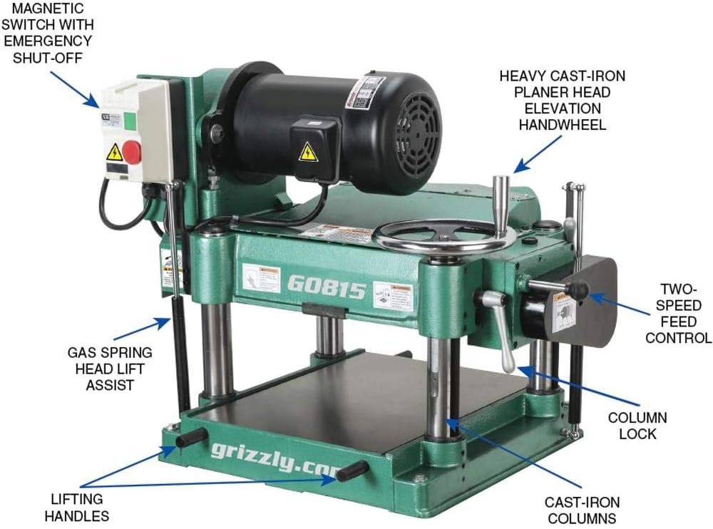 Grizzly Industrial G0815-15 3 HP Heavy-Duty Planer