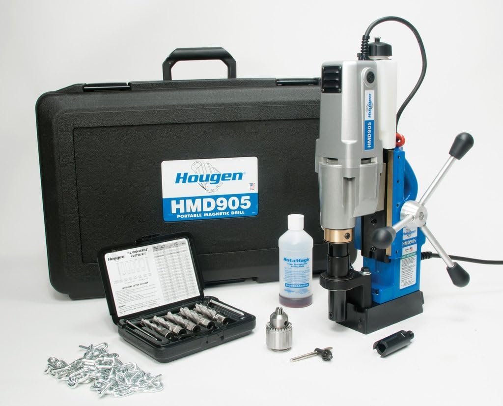 Hougen HMD905 115-Volt Magnetic Drill with Coolant Bottle Plus 1/2 Drill Chuck, Adapter and 12002 Rotabroach Cutter Kit