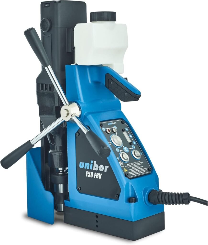 Magnetic Metal Pillar Drill Press - UniBor’s E50FRV/1 (120v) Forward Reverse Magnetic Tapping Drilling Machine 2 Max Diameter Cut, 2 DOC 1800W Electric Bench Mag Drill Power Tool (33lbs)