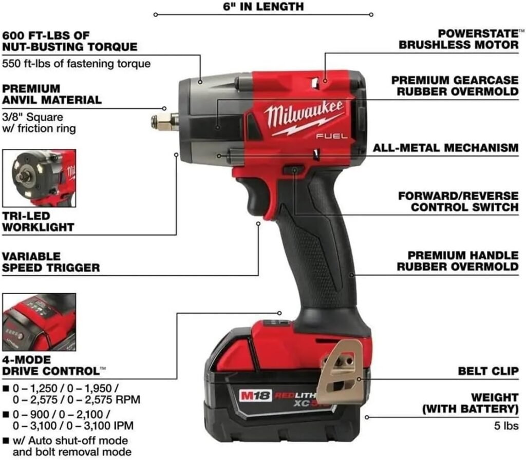 Milwaukee Tool 3010-22 M18 FUEL 1/2 HTIW  3/8 MTIW Automotive Combo Kit