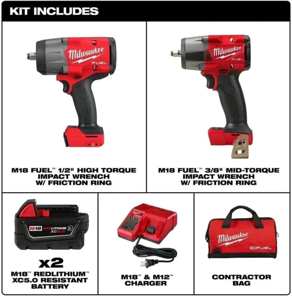 Milwaukee Tool 3010-22 M18 FUEL 1/2 HTIW  3/8 MTIW Automotive Combo Kit