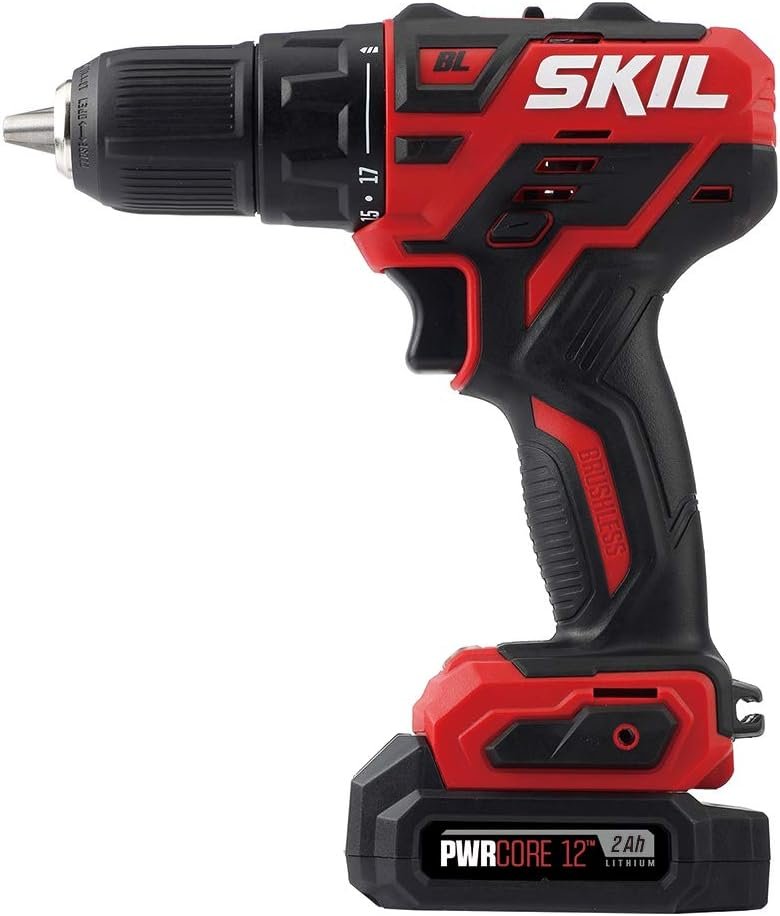 SKIL PWR CORE 12 Brushless 6-Tool Combo Kit, Included 4.0Ah Lithium Battery, 2.0Ah Lithium Battery and PWRJump Charger - CB7434-21