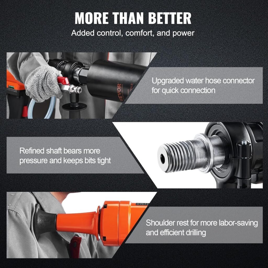 VEVOR Diamond Core Drilling Machine, 8in WetDry Concrete Core Drill Rig with Stand, 750RPM Speed  1-1/4 5/8 Thread  Lifting Handle, 8in Drilling Diameter for Concrete Brick Block Stone, 2500W