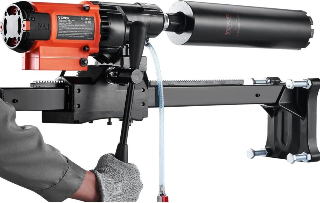 VEVOR Diamond Core Drilling Machine, 8in WetDry Concrete Core Drill Rig with Stand, 750RPM Speed  1-1/4 5/8 Thread  Lifting Handle, 8in Drilling Diameter for Concrete Brick Block Stone, 2500W