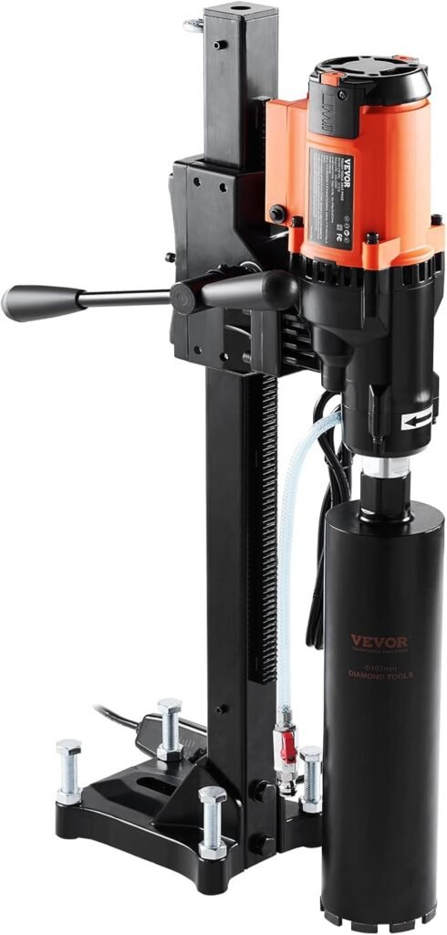 VEVOR Diamond Core Drilling Machine, 8in WetDry Concrete Core Drill Rig with Stand, 750RPM Speed  1-1/4 5/8 Thread  Lifting Handle, 8in Drilling Diameter for Concrete Brick Block Stone, 2500W