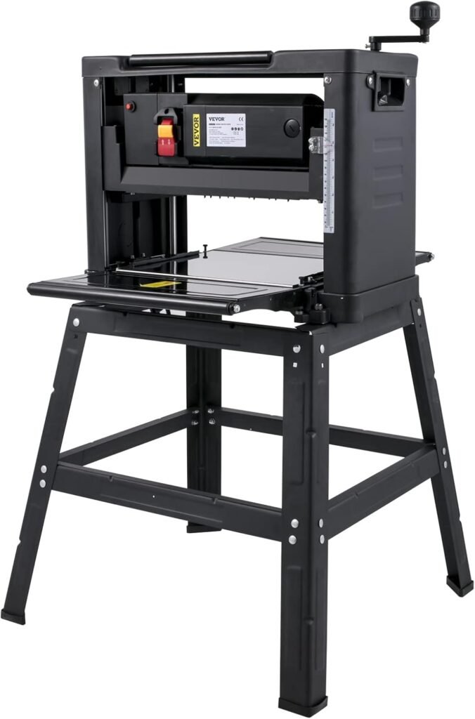 VEVOR Thickness Planer 13-Inch Benchtop Planer 2000W Wood Planer 8000 rpm Woodworking Planer 15 AMP Wood Planer Foldable 6m/min Planing Speed with Iron Stand Dust Exhaust for Woodworking Wooden Plank