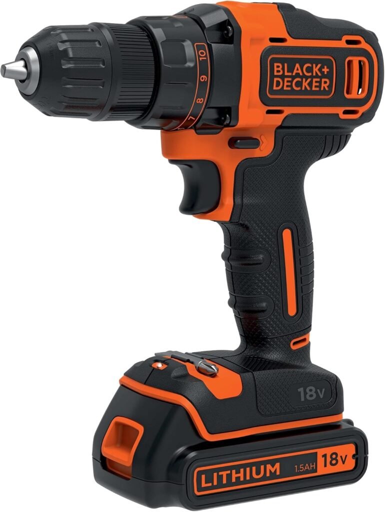 Black  Decker BDCDD186-QW 18 Volt Cordless Drill/Screwdriver with Charger/1.5 Ah Battery