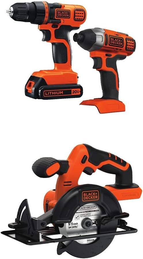 BLACK+DECKER 20V MAX Cordless Drill and Impact Driver, Power Tool Combo Kit with Battery and Charger (BD2KITCDDI)