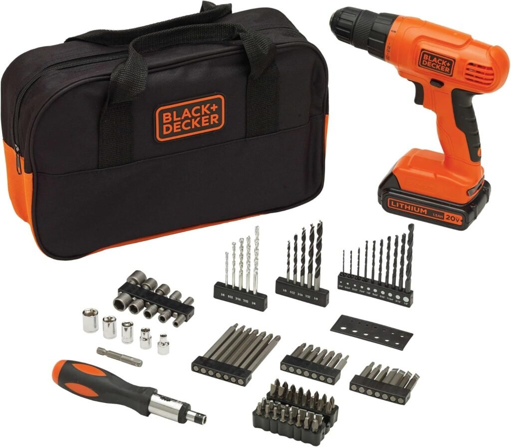 BLACK+DECKER 20V MAX Drill  Drill Bit Set, 100 Piece (BDC120VA100) with BLACK+DECKER SF100 Wood Stud Finder