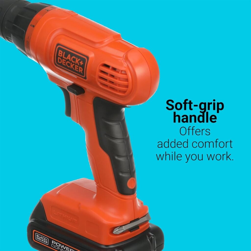 BLACK+DECKER 20V MAX Drill/Drill Bit Set with MarkIT Picture Hanging Tool Kit (BDC120VA100  BDMKIT101C)