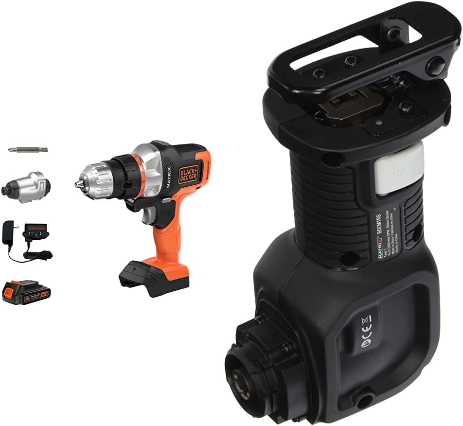 BLACK+DECKER 20V MAX Matrix Cordless Drill Combo Kit, 2-Tool with Reciprocating Saw Accessory (BDCDMT120IA  BDCMTRS)