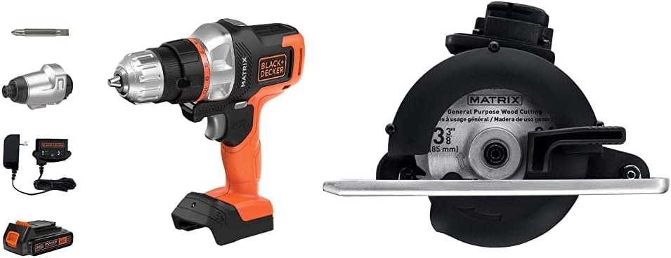 BLACK+DECKER 20V MAX Matrix Cordless Drill Combo Kit, 2-Tool with Trim Saw Attachment (BDCDMT120IA  BDCMTTS)