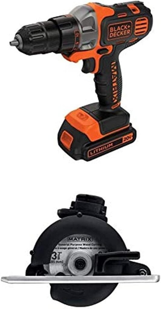 BLACK+DECKER 20V MAX Matrix Cordless Drill/Driver (BDCDMT120C) and Trim Saw (BDCMTTS) Bundle