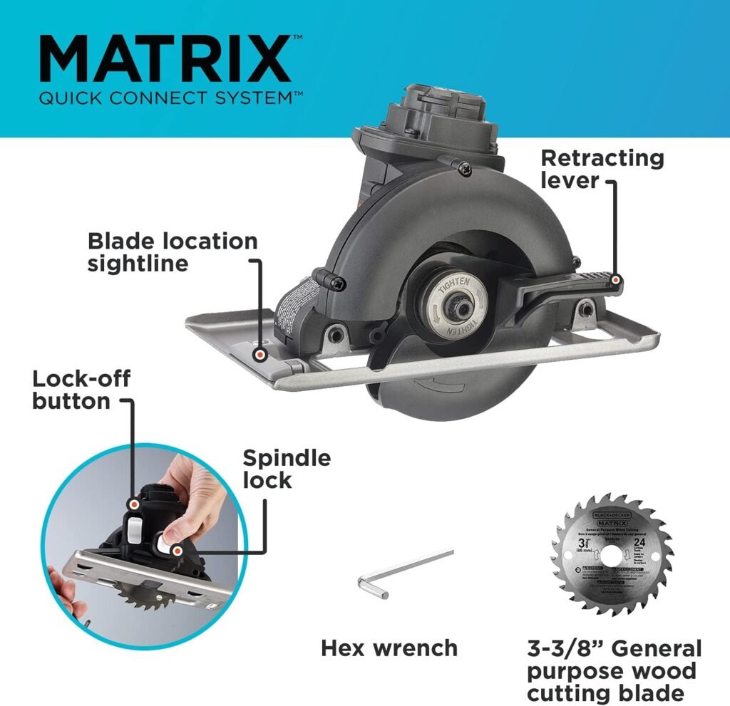 BLACK+DECKER 20V MAX MATRIX Cordless Drill/Driver Kit, White and Orange with Matrix Attachment, Trim Saw (BDCDMT120WC1FF  BDCMTTS)