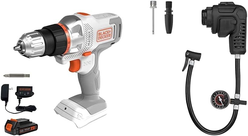 BLACK+DECKER 20V MAX MATRIX Cordless Drill/Driver Kit, White and Orange with Screwdriver Bit Set, 42-Piece (BDCDMT120WC1FF  BDA42SD)
