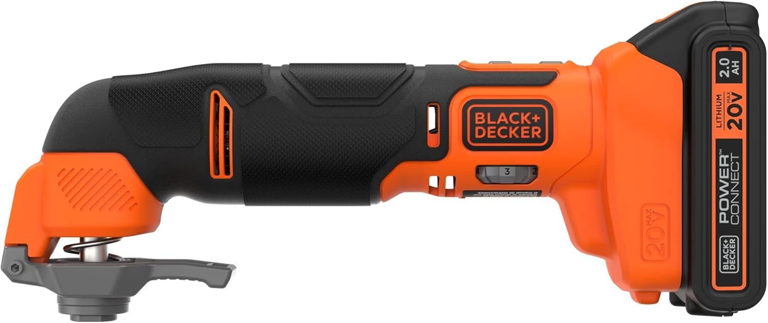 BLACK+DECKER 20V MAX Multi Tool, Oscillating Tool Kit, 6-Speed, Quick Blade Change For Multi-Tool Needs, Cordless (BDCOS20D1K)