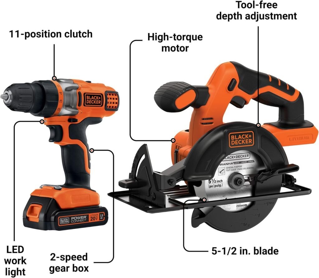 BLACK+DECKER 20V MAX* POWERCONNECT Cordless Drill/Driver + Circular Saw Combo Kit (BDCD220CS)