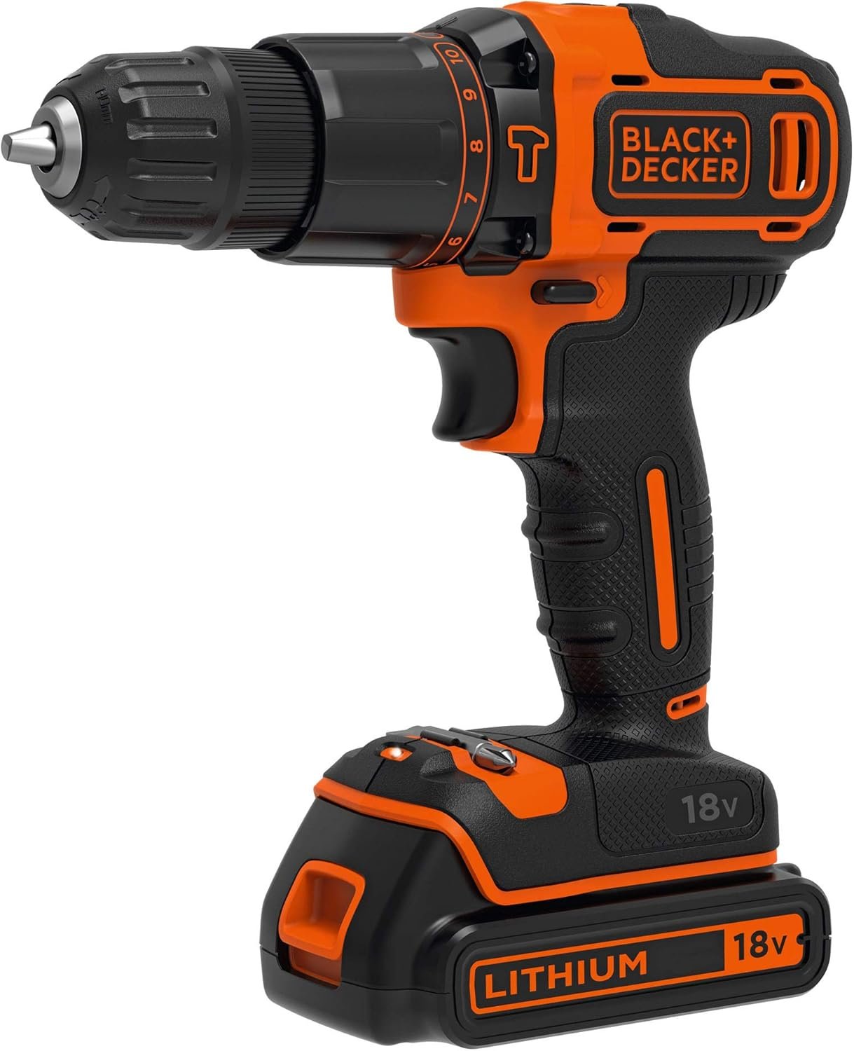 BLACK+DECKER BCK23S1S-QW Hammer Drill 18 V and Detail Sander Mouse 18 V with 1 Battery 1.5 Ah, Charger and Carry Bag