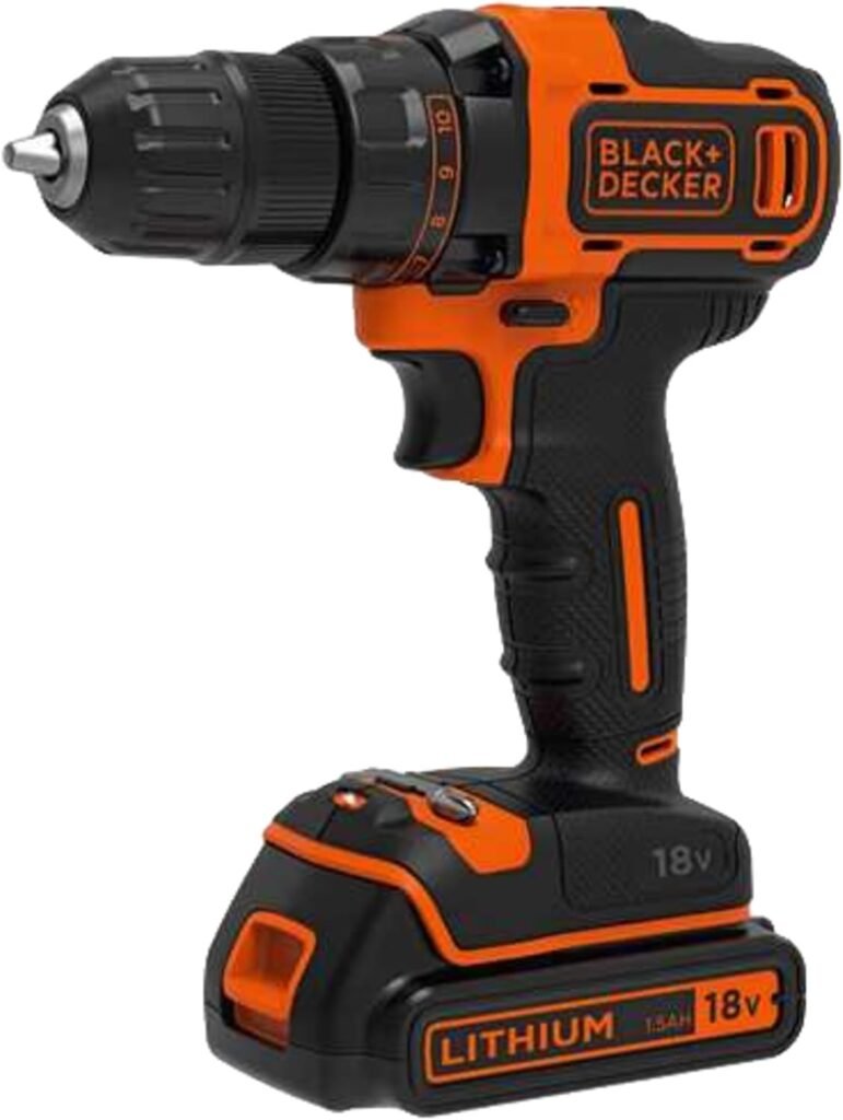 BLACK+DECKER BDCDD186K-QW Cordless Drill - 1400 RPM - 2 Speed, Black, 1 Battery