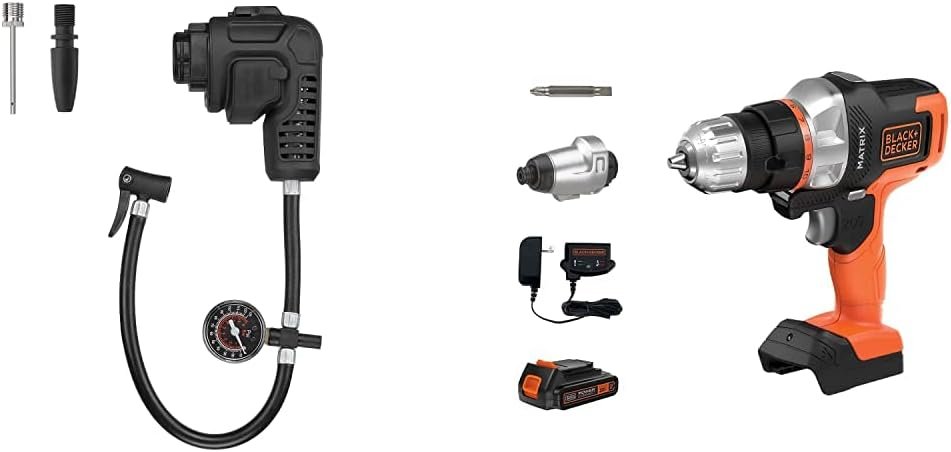 BLACK+DECKER Inflator Multi-Tool Attachment with 20V MAX Matrix Cordless Drill Combo Kit, 2-Tool (BDCMTHPI  BDCDMT120IA)