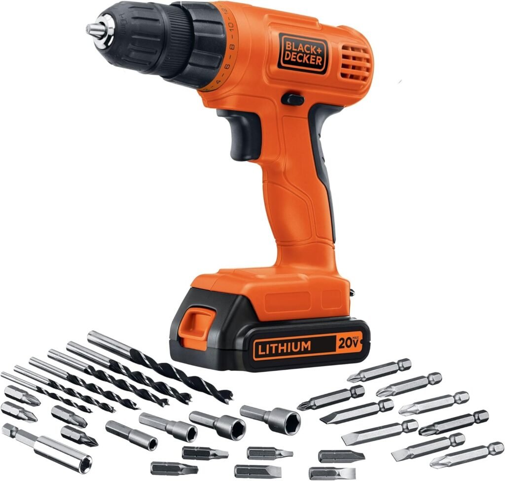 BLACK+DECKER LD120VA 20-Volt Max Lithium Drill/Driver with 30 Accessories (Renewed)