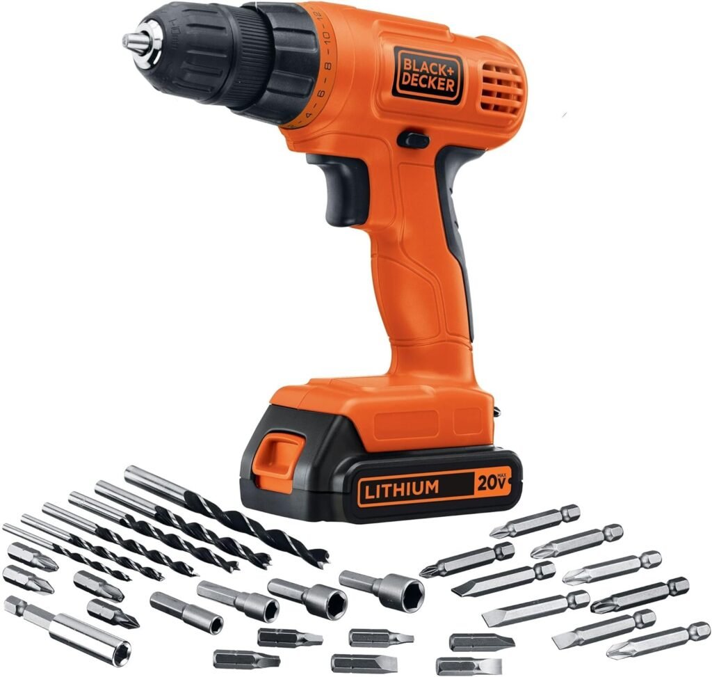 BLACK+DECKER LD120VA 20-Volt Max Lithium Drill/Driver with 30 Accessories (Renewed)