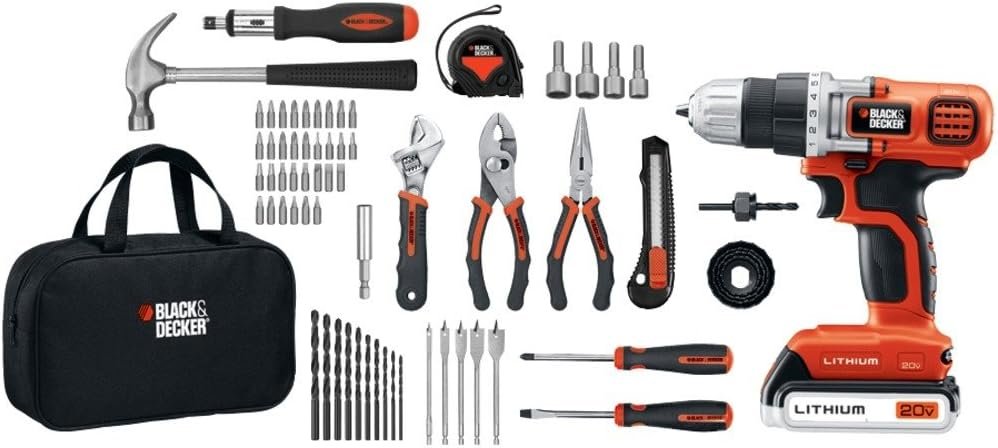 Black+Decker LDX120PK 20-volt Max Lithium Drill/driver  68-piece Project Kit, 1 Each