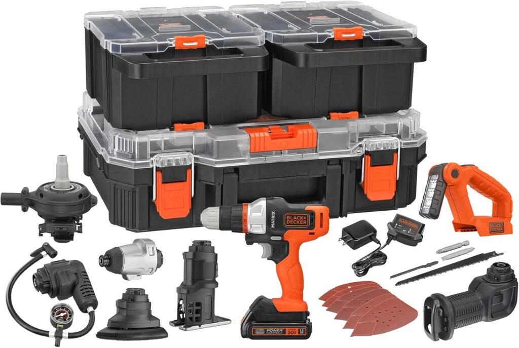 BLACK+DECKER MATRIX 20V MAX Power Tool Kit, Includes Cordless Drill, 8 Attachments and Storage Case (BDCDMT1208KITC1)