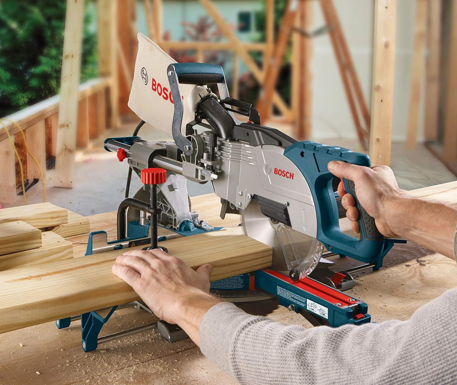 BOSCH 8-1/2 Inch Single Bevel Sliding Compound Miter Saw CM8S, Blue