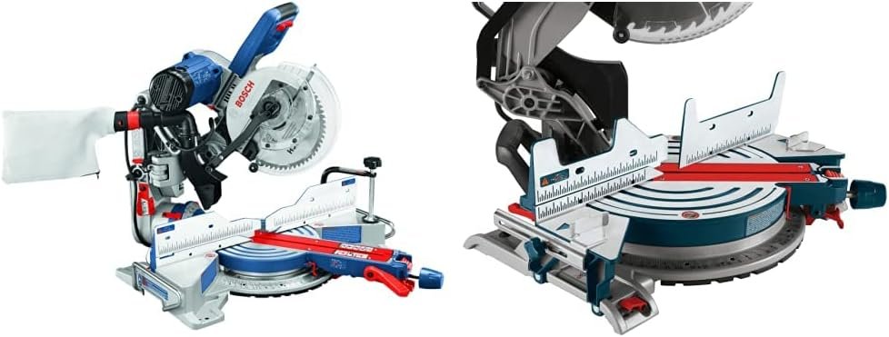 Bosch CM10GD Compact Miter Saw 15 Amp Corded 10 Inch Dual-Bevel Sliding Glide Miter Saw with 60-Tooth Carbide Blade and MS1233 Crown Stop Kit for Bosch Miter Saws, Includes Mounting Knobs and Hardware