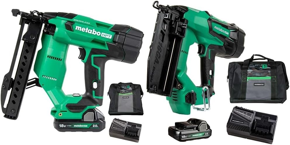 Bundle of Metabo HPT 18V MultiVolt™ Cordless Stapler Kit | N1804DA + Metabo HPT 18V MultiVolt™ Cordless Miter Saw Kit | C1810DFA