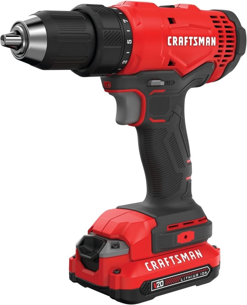 CRAFTSMAN V20 Cordless Drill/Driver Kit, 1/2 inch, Battery and Charger Included (CMCD701C2)