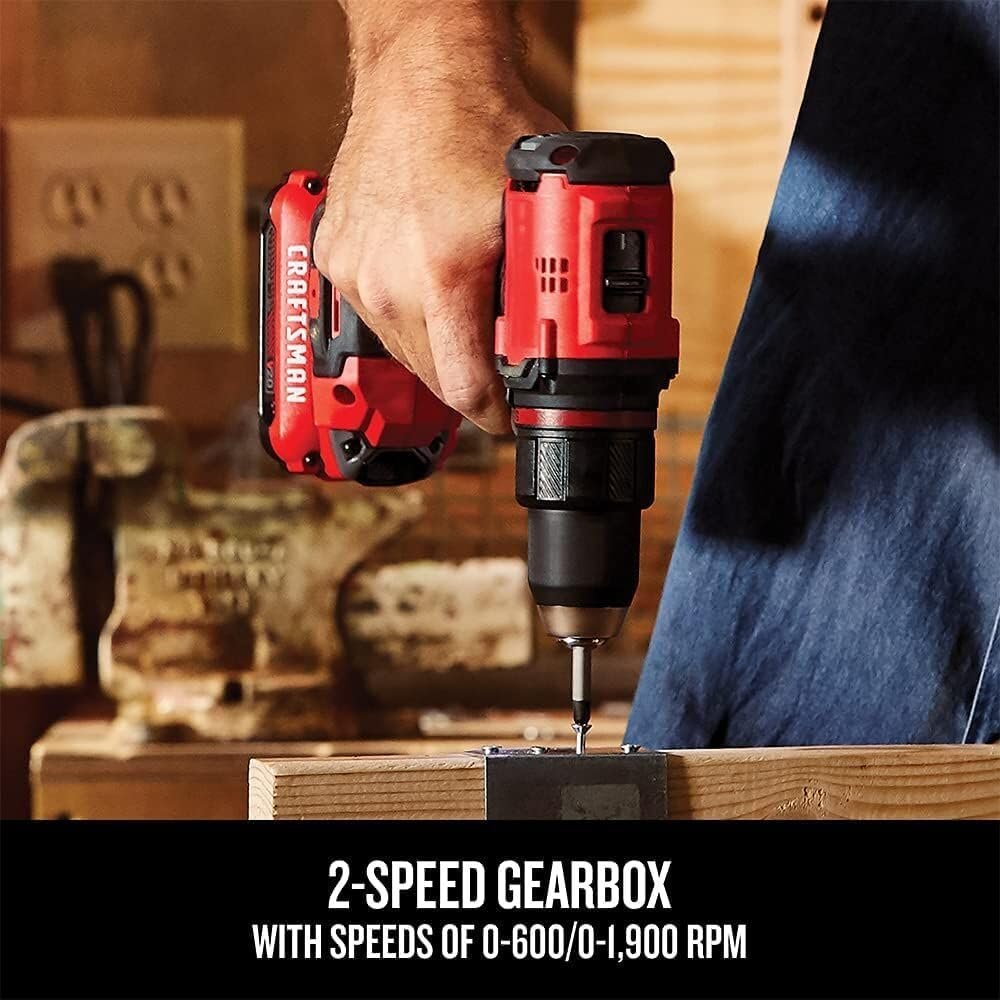 CRAFTSMAN V20 Cordless Drill/Driver Kit, 1/2 inch, Battery and Charger Included (CMCD710C1)