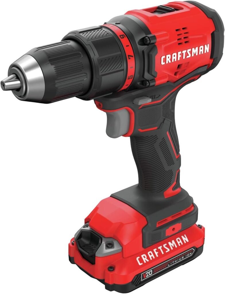 CRAFTSMAN V20 Cordless Drill/Driver Kit, 1/2 inch, Battery and Charger Included (CMCD710C2)