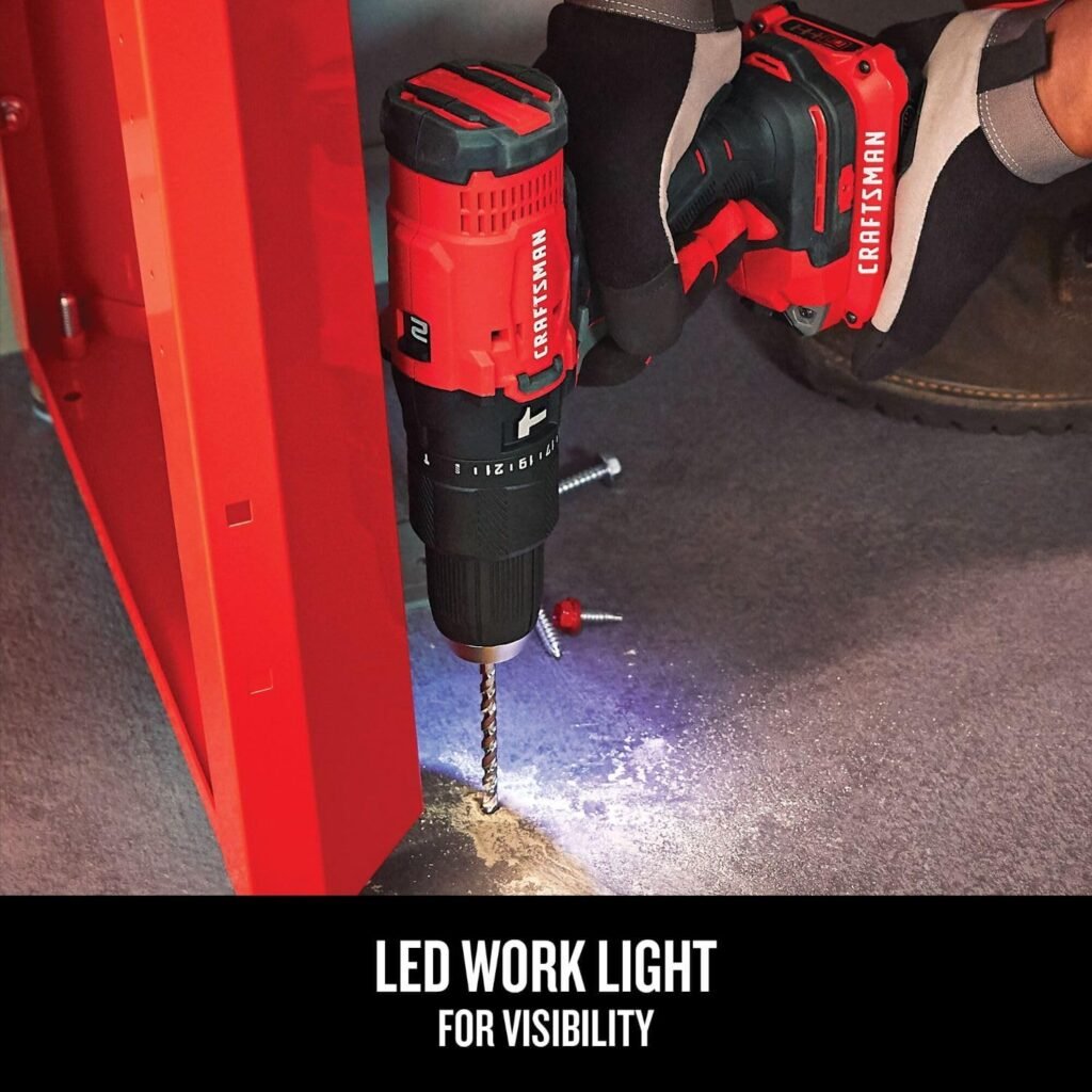 CRAFTSMAN V20 Cordless Hammer Drill, 1/2 inch, Battery  Charger Included (CMCD711D1)