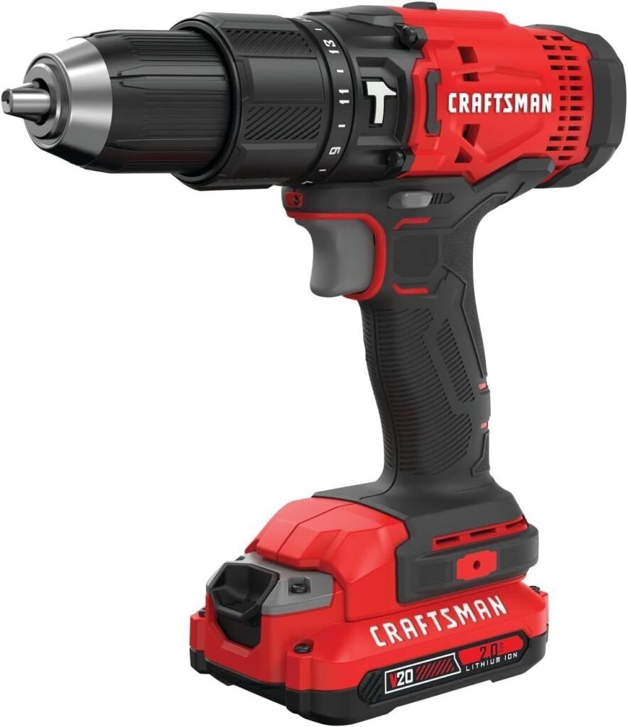 CRAFTSMAN V20 Cordless Hammer Drill, 1/2 inch, Battery  Charger Included (CMCD711D1)