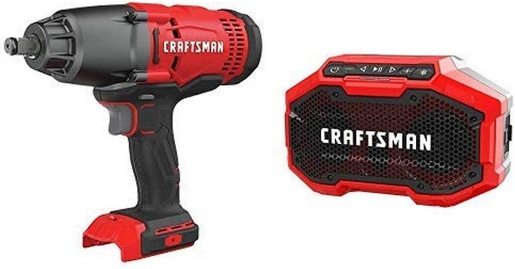 CRAFTSMAN V20 Cordless Impact Wrench with Bluetooth Speaker, Tools Only (CMCF900B  CMCR001B)