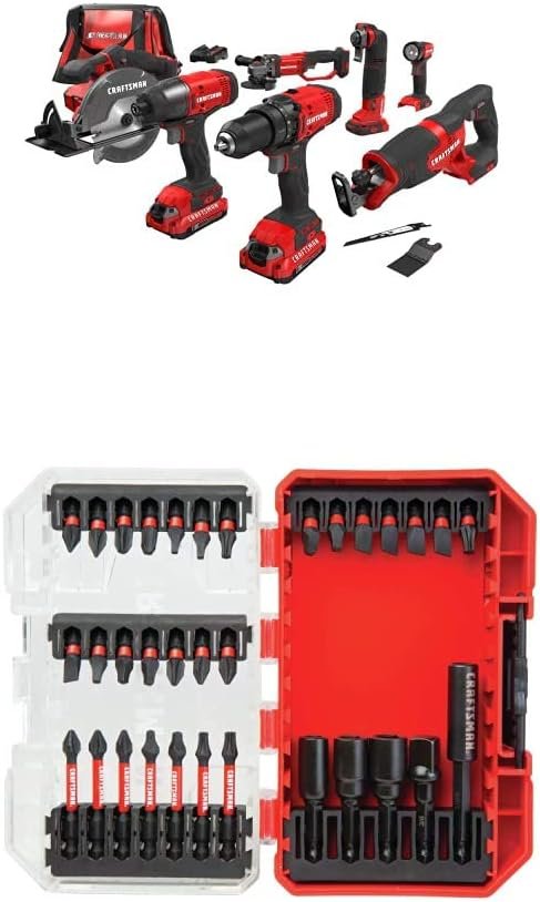 CRAFTSMAN V20 Power Tool Combo Kit, 9-Tool Cordless Power Tool Set with 2 Batteries and Charger (CMCK700D2)