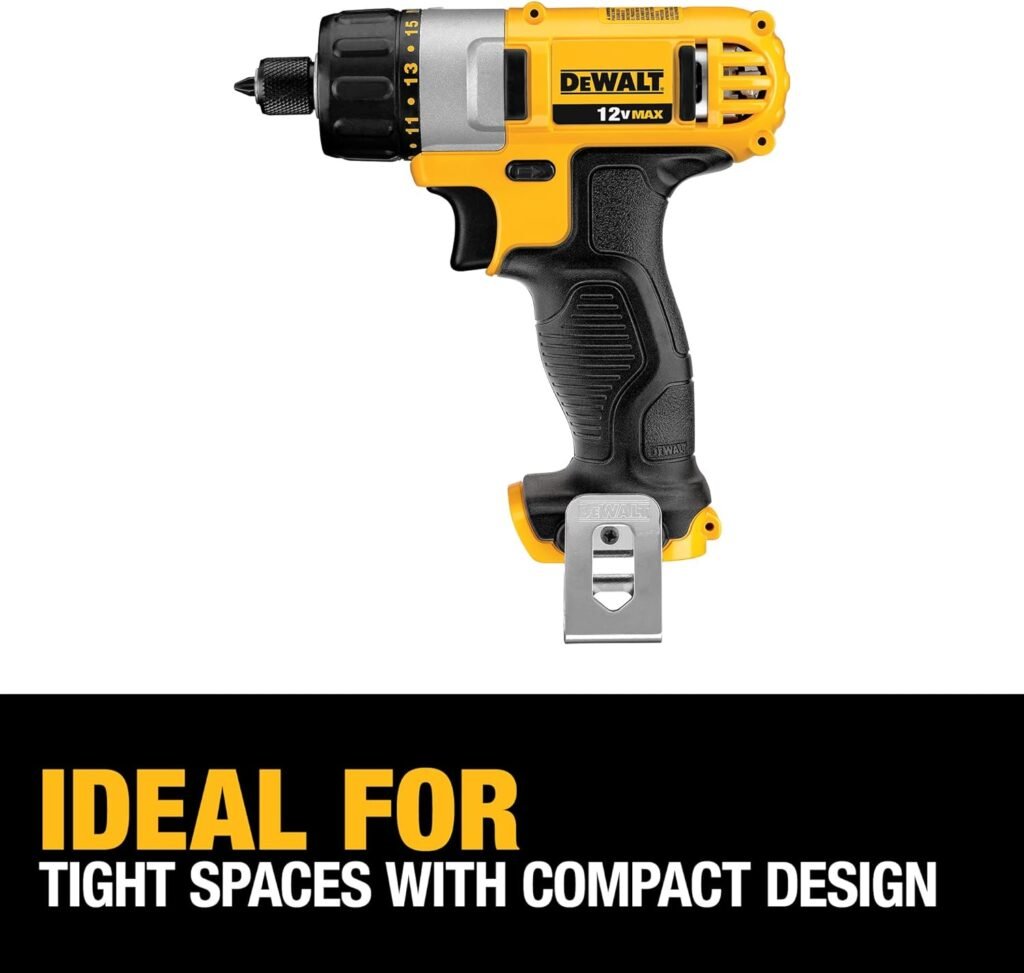 DEWALT 12V MAX Cordless Screwdriver, 1/4-Inch Hex Chuck, 1-Inch Bit Tips, Electric (DCF610S2)